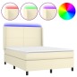 Boxspringbett mit Matratze & LED Creme 140x190 cm Kunstleder