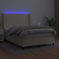 Boxspringbett mit Matratze & LED Creme 140x190 cm Kunstleder