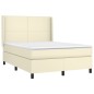 Boxspringbett mit Matratze & LED Creme 140x190 cm Kunstleder