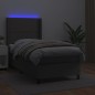 Boxspringbett mit Matratze & LED Grau 100x200 cm Kunstleder