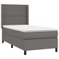 Boxspringbett mit Matratze & LED Grau 90x200 cm Kunstleder