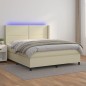 Boxspringbett mit Matratze & LED Creme 180x200 cm Kunstleder