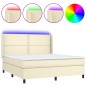 Boxspringbett mit Matratze & LED Creme 180x200 cm Kunstleder