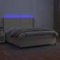 Boxspringbett mit Matratze & LED Creme 180x200 cm Kunstleder