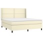 Boxspringbett mit Matratze & LED Creme 180x200 cm Kunstleder