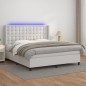 Boxspringbett mit Matratze & LED Weiß 180x200 cm Kunstleder