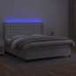 Boxspringbett mit Matratze & LED Weiß 180x200 cm Kunstleder