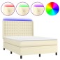 Boxspringbett mit Matratze & LED Creme 140x200 cm Kunstleder