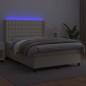 Boxspringbett mit Matratze & LED Creme 140x200 cm Kunstleder