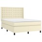 Boxspringbett mit Matratze & LED Creme 140x200 cm Kunstleder