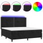 Boxspringbett mit Matratze & LED Schwarz 180x200 cm Samt