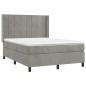 Boxspringbett mit Matratze & LED Hellgrau 140x190 cm Samt