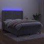 Boxspringbett mit Matratze & LED Hellgrau 140x200 cm Samt