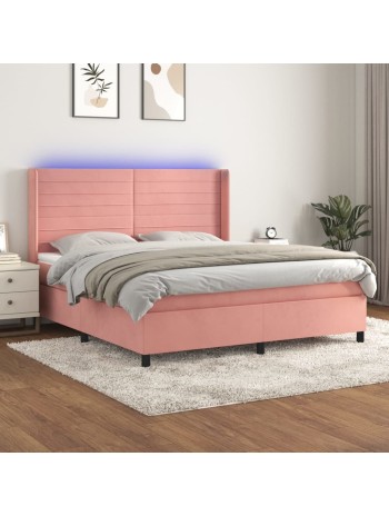 Boxspringbett mit Matratze & LED Rosa 180x200 cm Samt