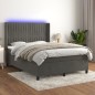 Boxspringbett mit Matratze & LED Dunkelgrau 140x190 cm Samt