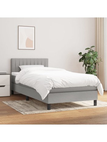 Boxspringbett mit Matratze Hellgrau 90x200 cm Stoff