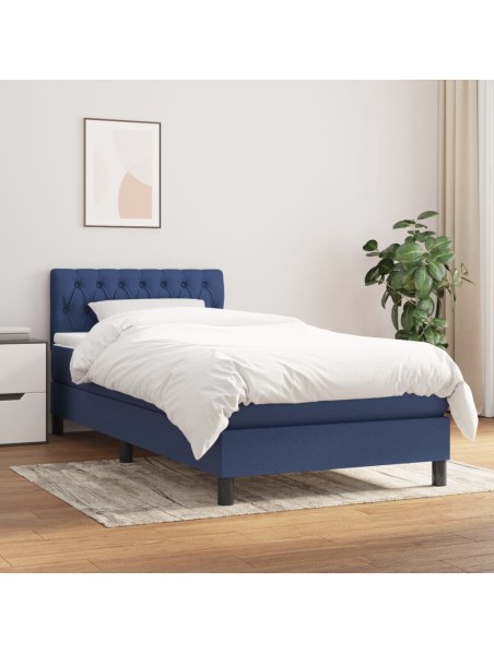 Boxspringbett mit Matratze Blau 80x200 cm Stoff