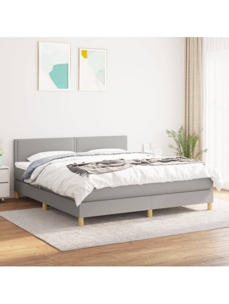 Boxspringbett mit Matratze Hellgrau 180x200 cm Stoff