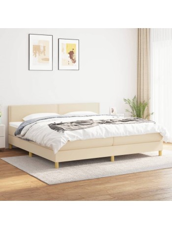 Boxspringbett mit Matratze Creme 200x200 cm Stoff