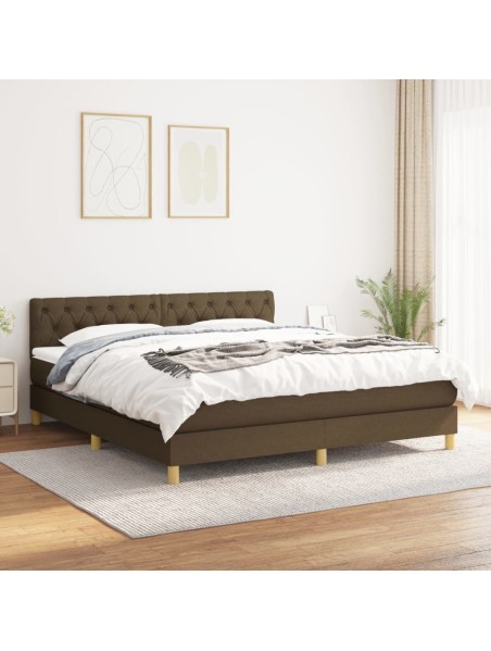 Boxspringbett mit Matratze Dunkelbraun 160x200 cm Stoff