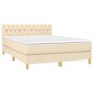 Boxspringbett mit Matratze Creme 140x190 cm Stoff