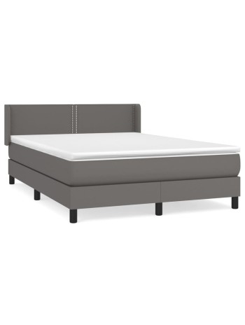 Boxspringbett mit Matratze Grau 140x200 cm Kunstleder