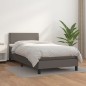 Boxspringbett mit Matratze Grau 80x200 cm Kunstleder