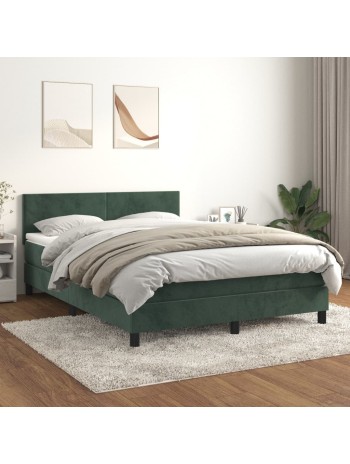 Boxspringbett mit Matratze Dunkelgrün 140x200 cm Samt