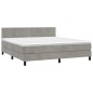 Boxspringbett mit Matratze Hellgrau 160x200 cm Samt