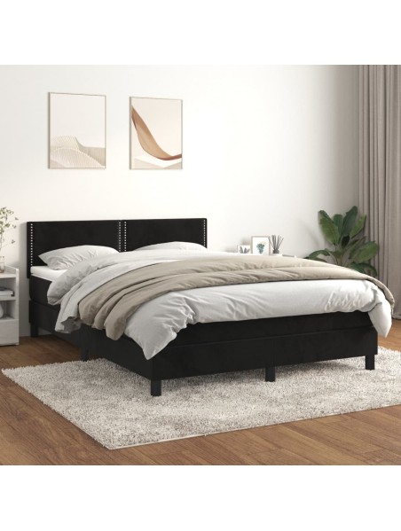 Boxspringbett mit Matratze Schwarz 140x200 cm Samt