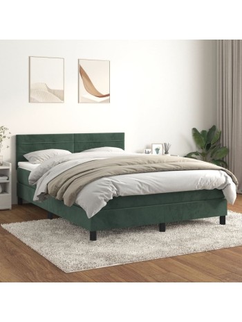 Boxspringbett mit Matratze Dunkelgrün 140x200 cm Samt