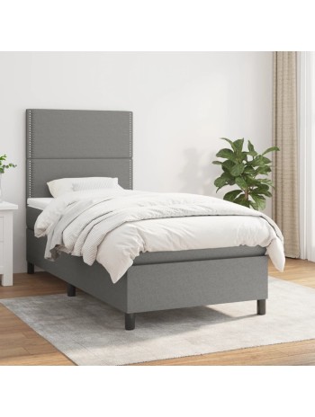 Boxspringbett mit Matratze Dunkelgrau 90x200 cm Stoff