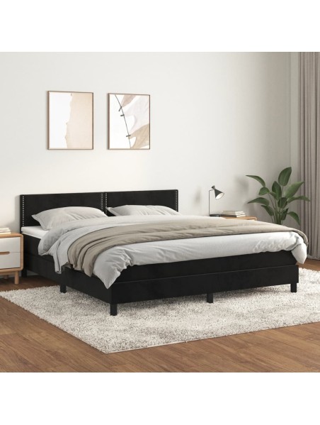 Boxspringbett mit Matratze Schwarz 160x200 cm Samt