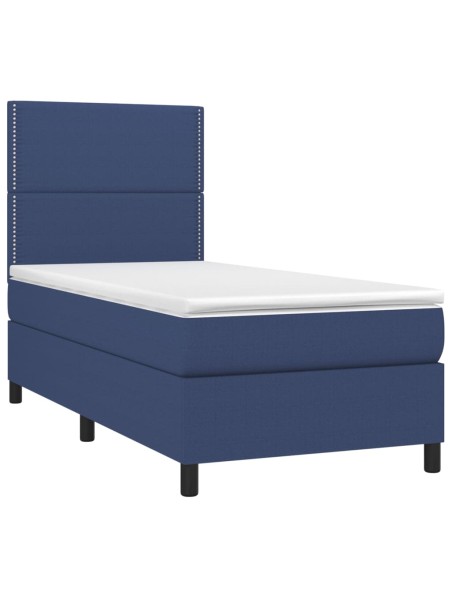 Boxspringbett mit Matratze Blau 100x200 cm Stoff