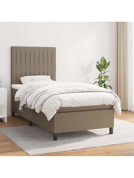 Boxspringbett mit Matratze Taupe 100x200 cm Stoff