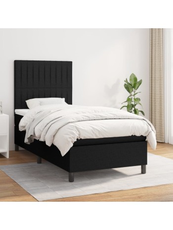 Boxspringbett mit Matratze Schwarz 100x200 cm Stoff