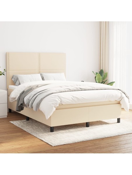 Boxspringbett mit Matratze Creme 140x200 cm Stoff