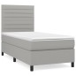 Boxspringbett mit Matratze Hellgrau 90x200 cm Stoff