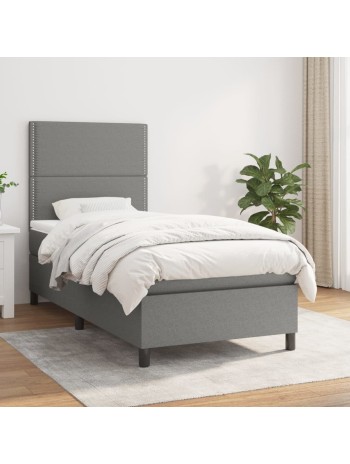 Boxspringbett mit Matratze Dunkelgrau 90x190 cm Stoff