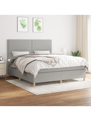 Boxspringbett mit Matratze Hellgrau 180x200 cm Stoff