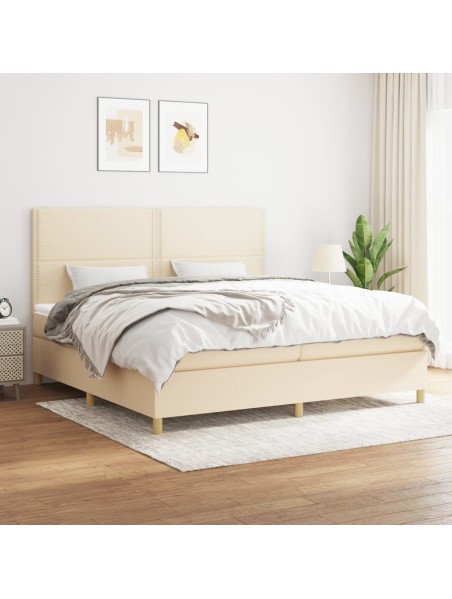 Boxspringbett mit Matratze Creme 200x200 cm Stoff