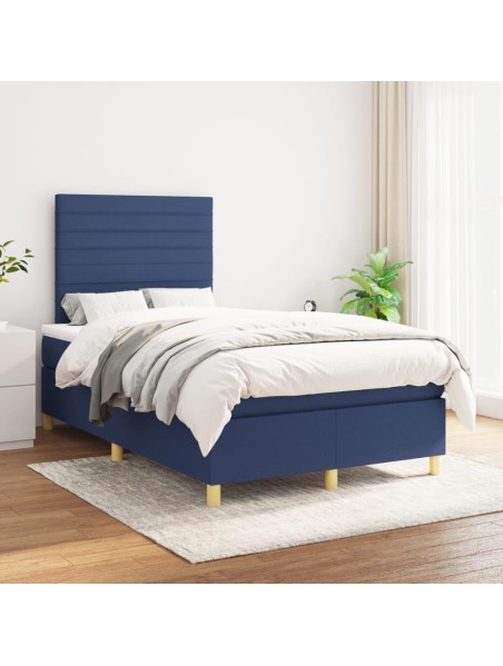 Boxspringbett mit Matratze Blau 120x200 cm Stoff