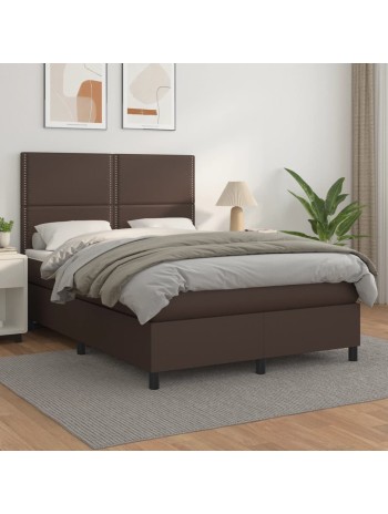 Boxspringbett mit Matratze Braun 140x200 cm Kunstleder