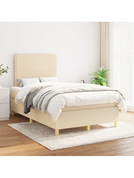 Boxspringbett mit Matratze Creme 120x200 cm Stoff