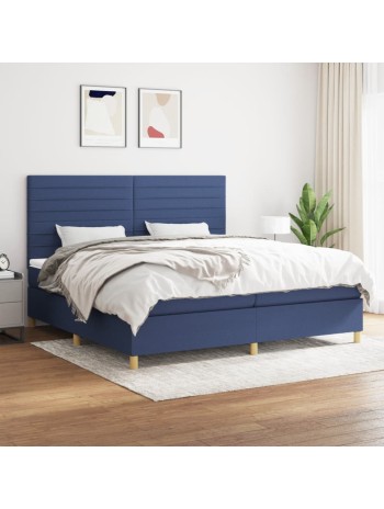 Boxspringbett mit Matratze Blau 200x200 cm Stoff