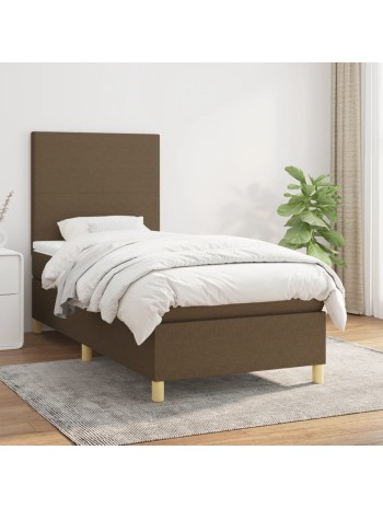 Boxspringbett mit Matratze Dunkelbraun 90x190 cm Stoff