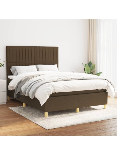 Boxspringbett mit Matratze Dunkelbraun 140x200 cm Stoff