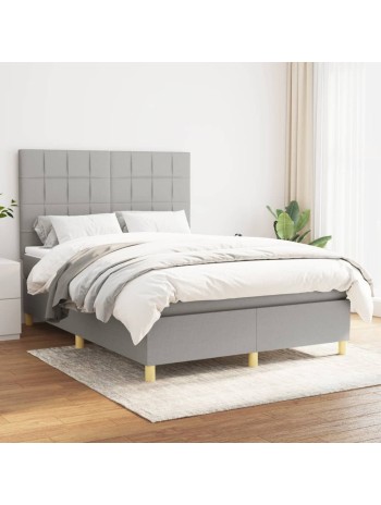 Boxspringbett mit Matratze Hellgrau 140x190 cm Stoff