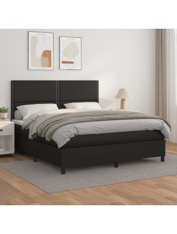 Boxspringbett mit Matratze Schwarz 180x200 cm Kunstleder