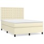 Boxspringbett mit Matratze Creme 140x200 cm Kunstleder